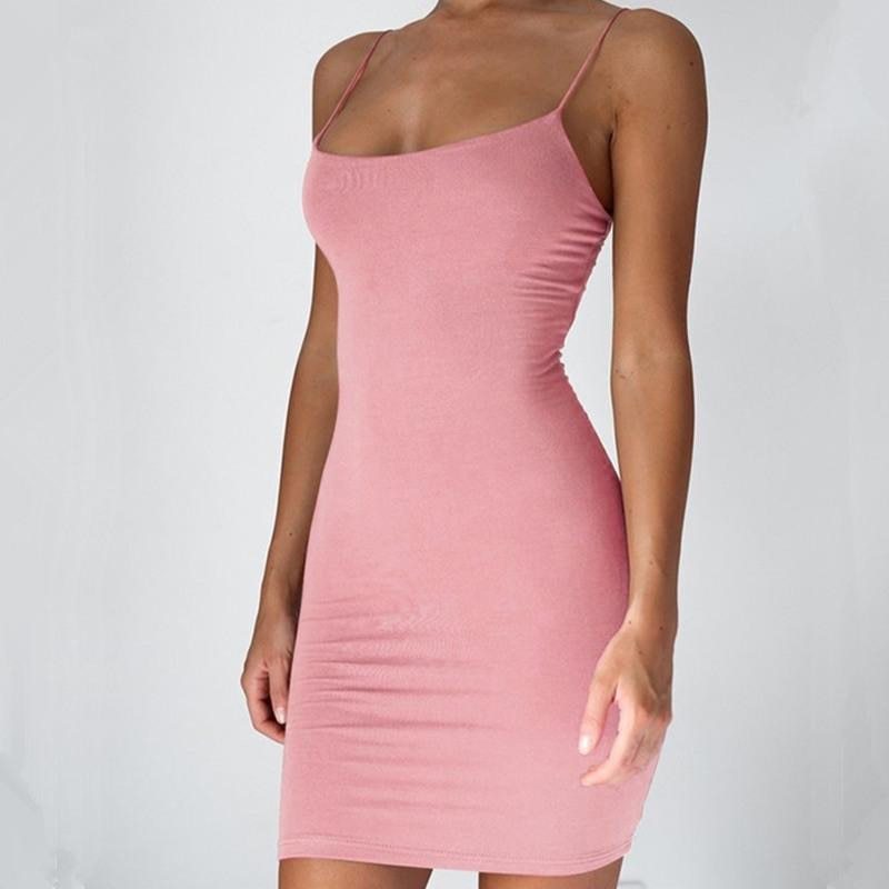Pure Color Simple Hanging Neck Tight-fitting Hip Skirt - 3KDyn